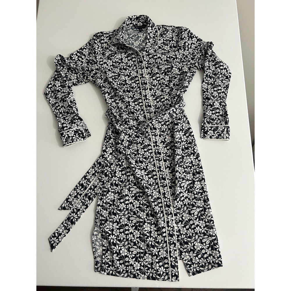 Brooks Brothers Navy Floral Long Sleeve‎ Wrap Robe Dress – Size 6
